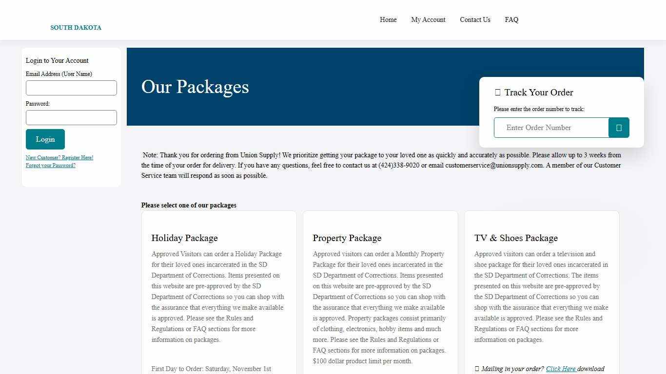 Union Supply Direct - South Datoka Inmate Package - Home